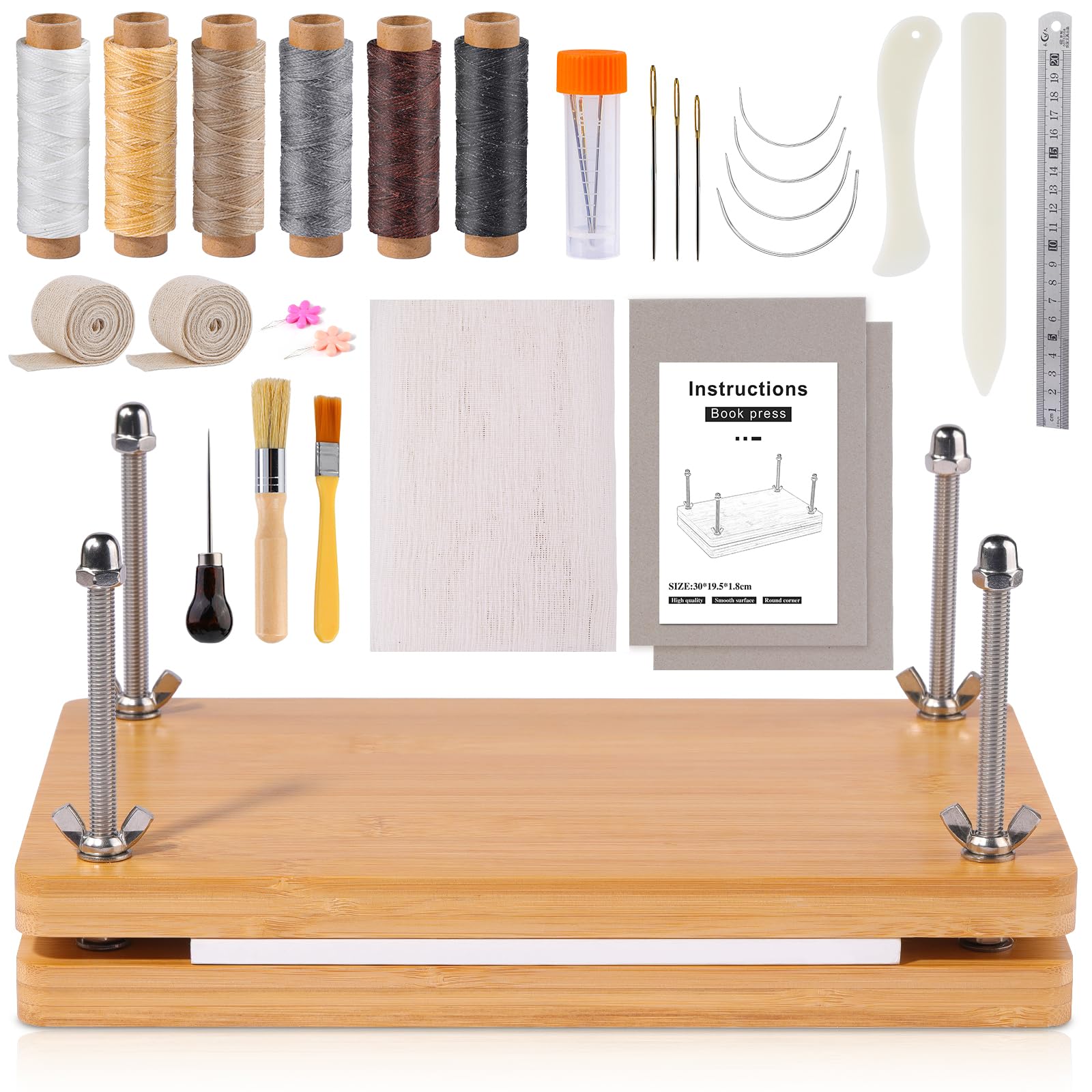 Axmru Book Binding Kit | Wooden Book Press 11.6x7.9 with Repair Tools