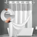 YellyHommy No Hook Waffle Shower Curtain with Snap-in Liner, White, 72x75"