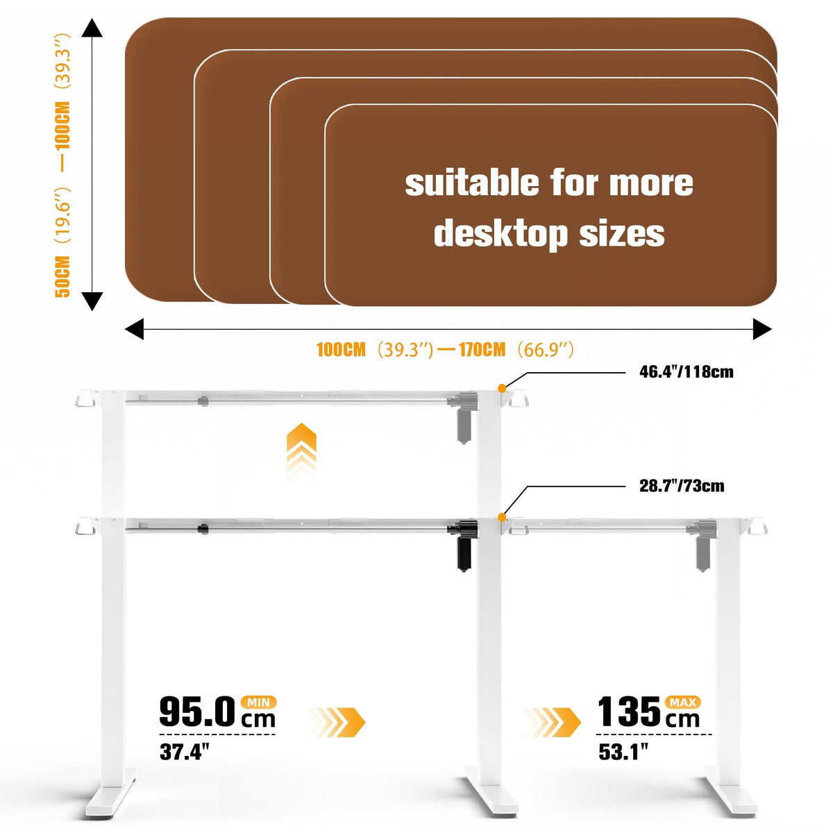 ERGOMAKER Electric Standing Desk Frame, Heavy Duty Steel, White - image 4