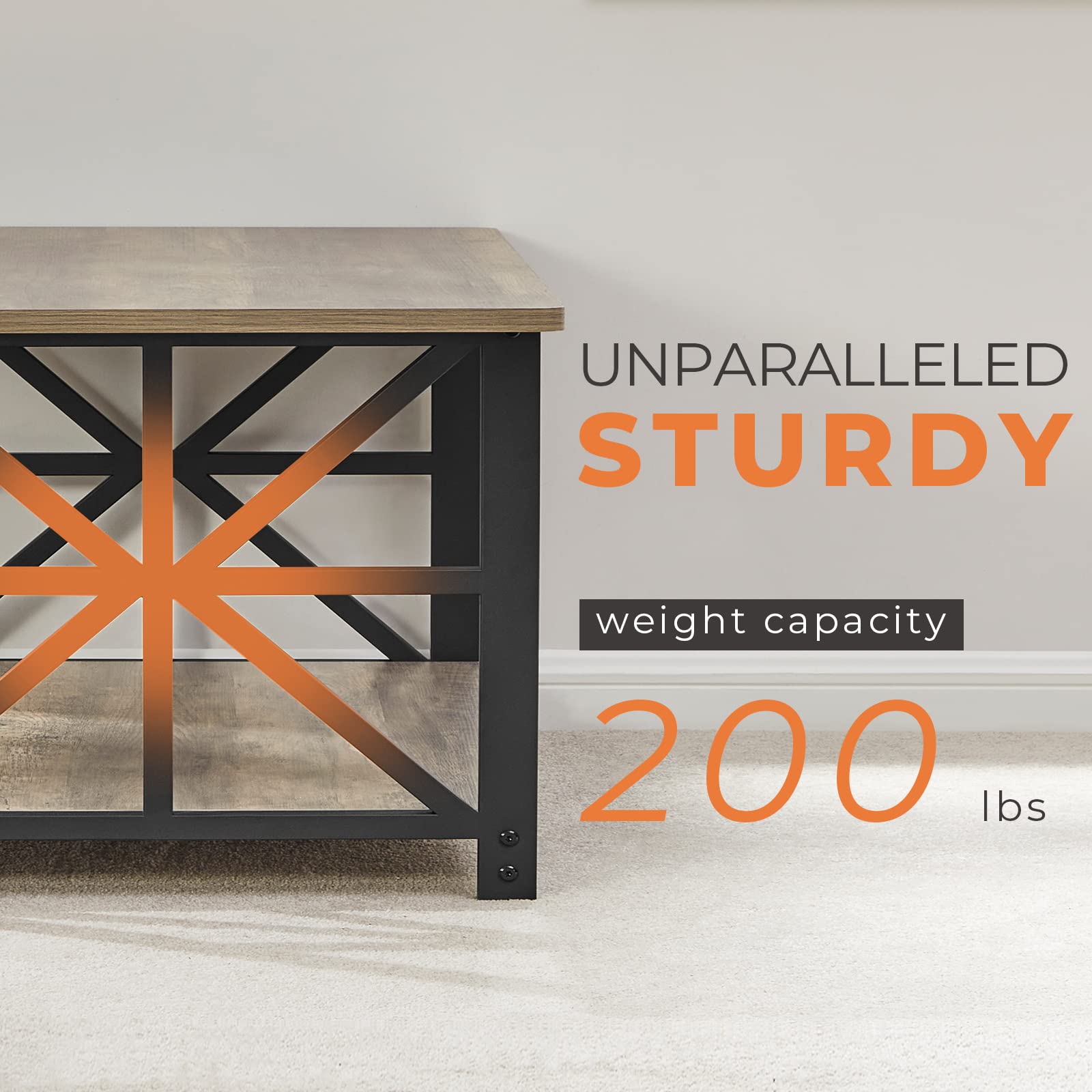 GreenForest 100cm Coffee Table – 2-Tier Storage X-Frame Center Table