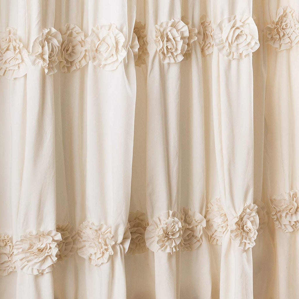 Lush Decor Darla Ruched Floral Bathroom Shower Curtain, 72” x 72”, Ivory - image 3