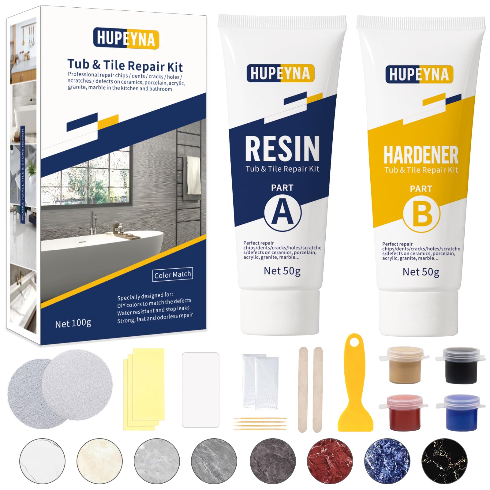 Hupeyna Bathtub and Shower Tray Repair Kit – White Tile Fix Kit