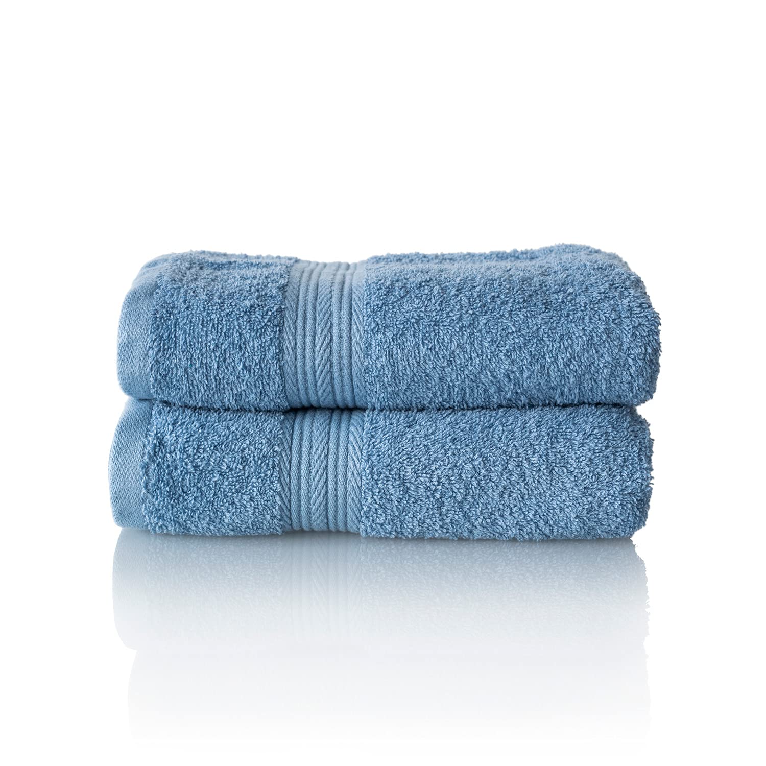 ALCLEAR Terry Hand Towels – 2-Pack 100% Cotton Oeko-Tex – Jeans Blue