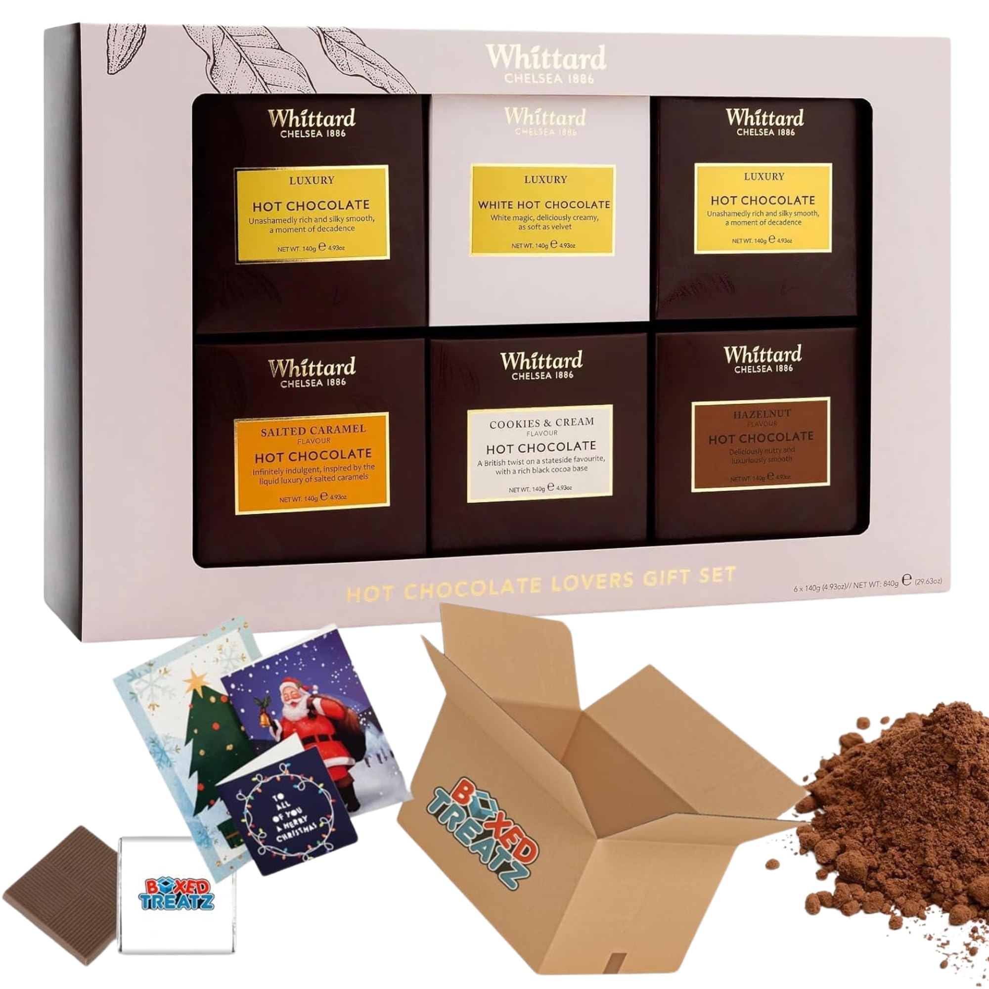 Whittard of Chelsea Hot Chocolate Gift Set - 6 Flavours & Christmas Card
