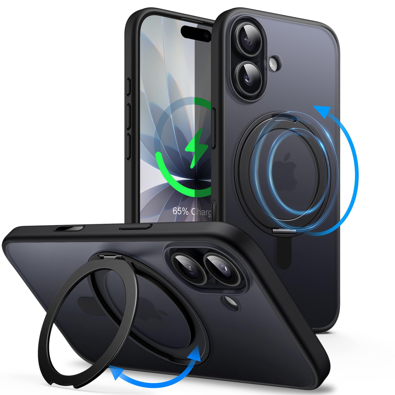 JETech iPhone 17 Case – MagSafe Slim Shockproof Cover with Ring Stand