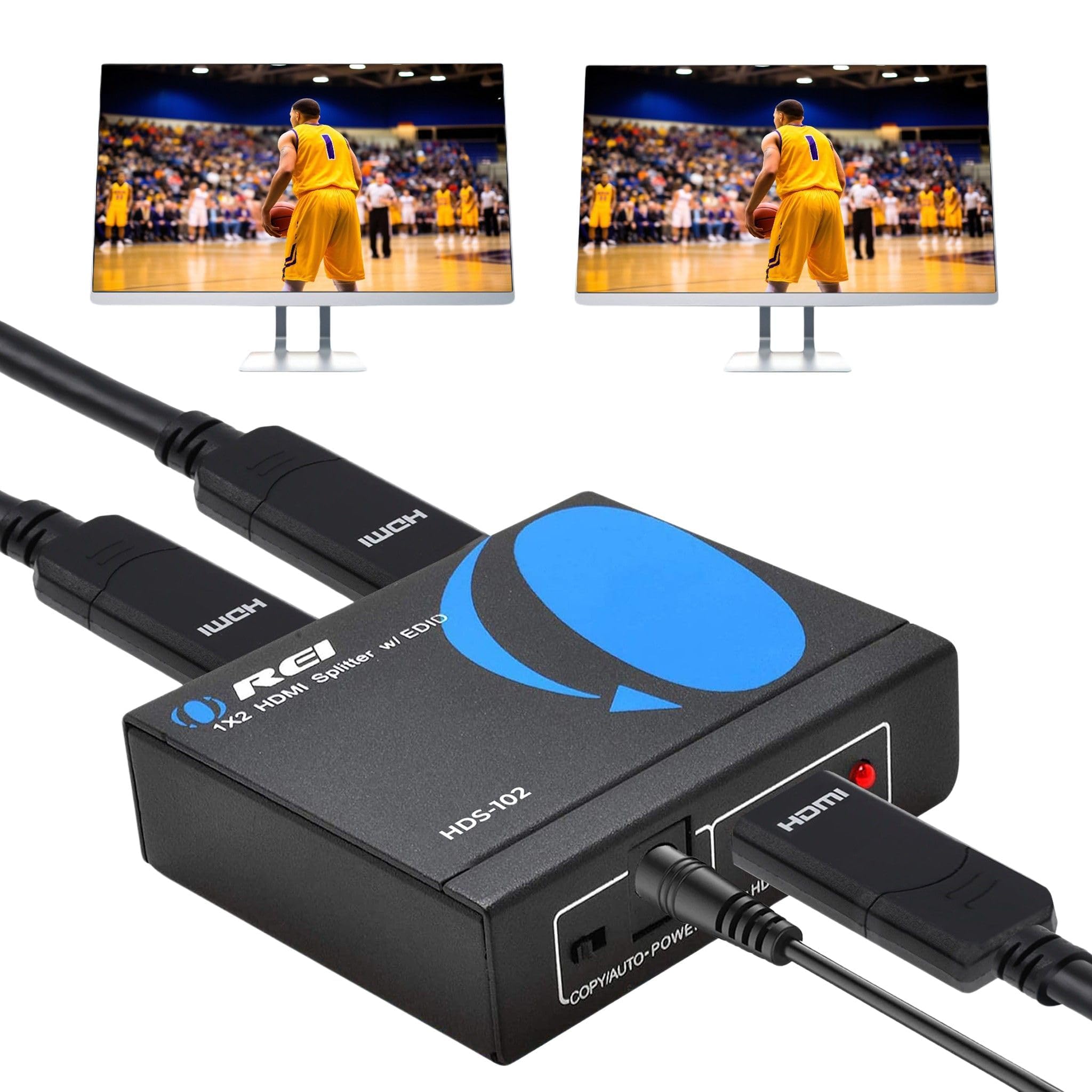 OREI 4K HDMI Splitter 1 in 2 Out – Ultra HD 1x2 Adapter for PS4 & Xbox