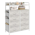 Mintnook 8-Drawer Bedroom Chest with 2-Tier Wood Shelves – White Oak
