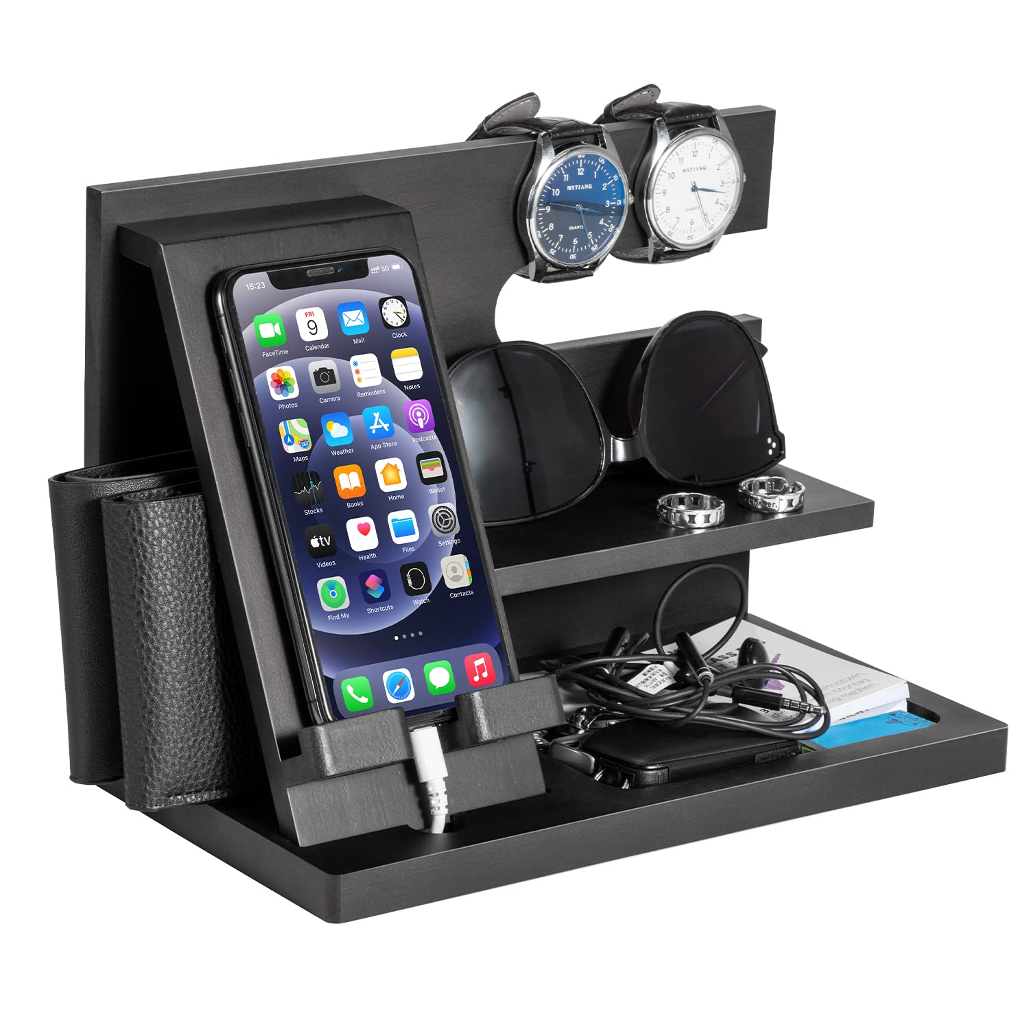 Jolof Store Wood Phone Docking Station – Nightstand Bedside Organiser