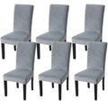 Fuloon Velvet Dining Chair Covers – Grey Stretch Slipcovers, Set of 6