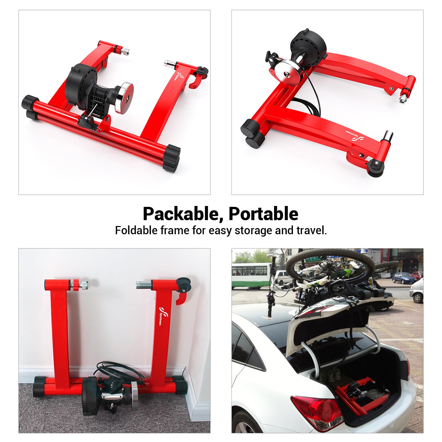 Sportneer Bike Trainer | 6-Speed Magnetic Indoor Steel Bicycle Stand
