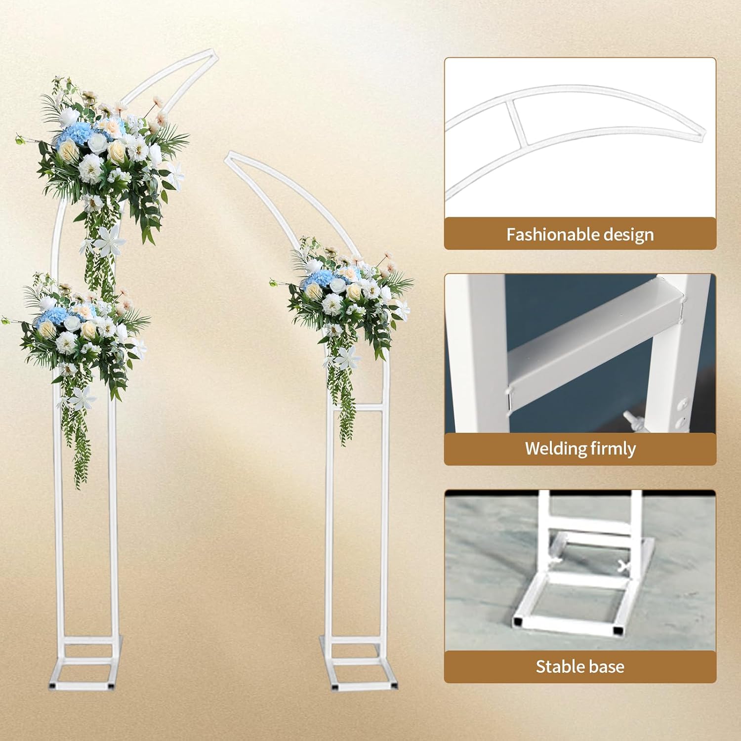 Massive Discounts Gold Moon Shape Metal Wedding Arch Backdrop Stand - 2Pcs