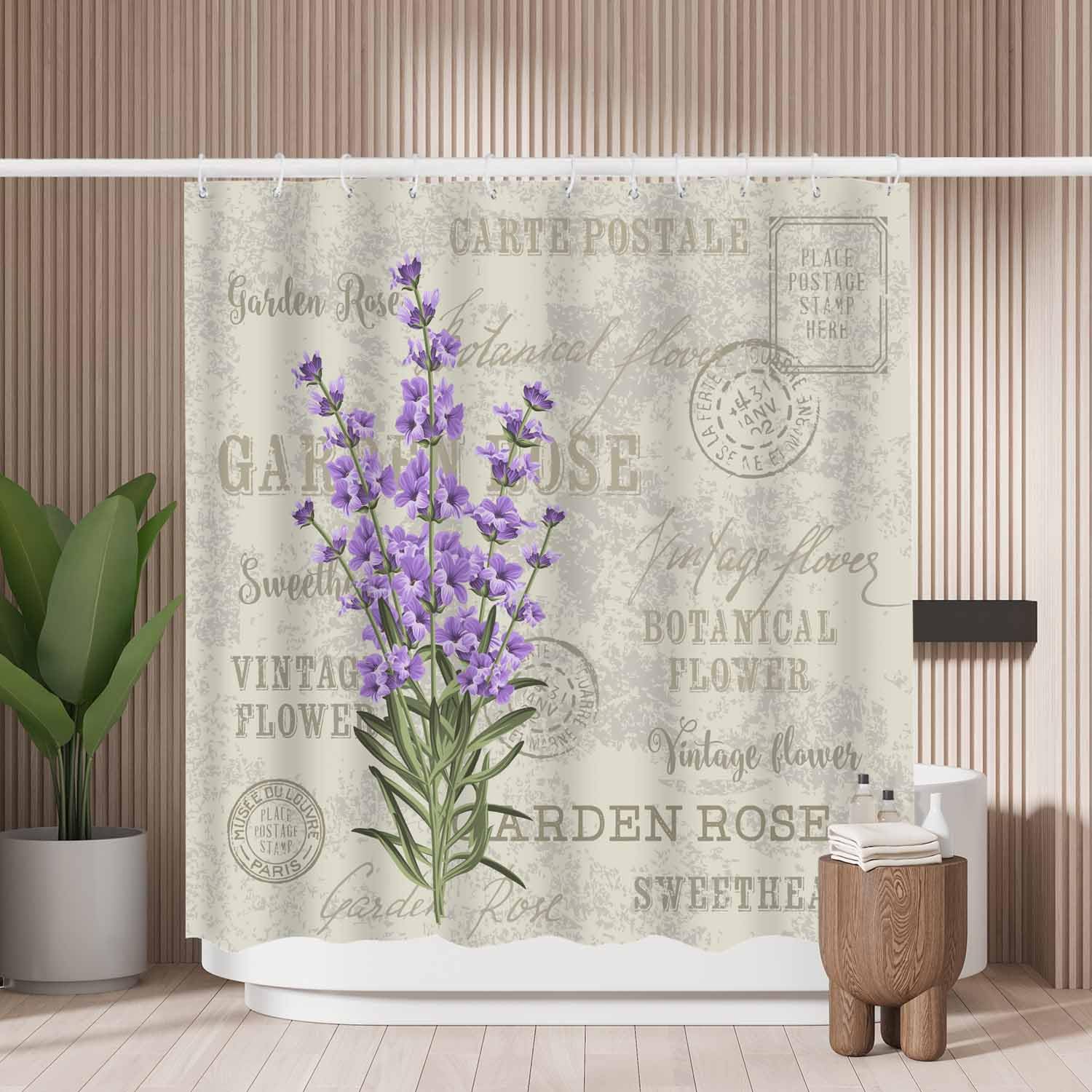 Lavender Floral Shower Curtain – Mold Resistant Polyester