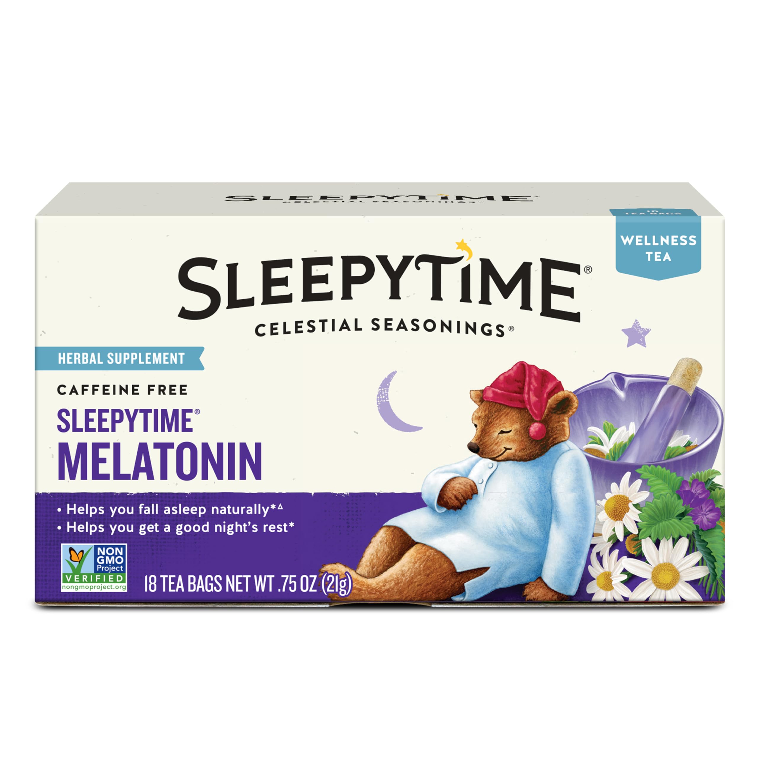 Celestial Seasonings Sleepytime Melatonin Tea | Caffeine Free, 18 Count