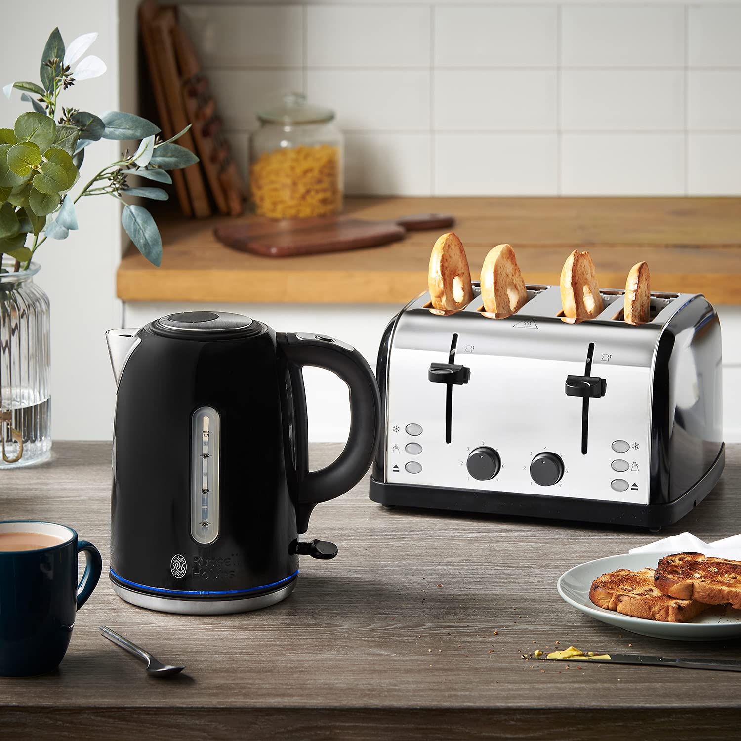 Russell Hobbs 1.7L Quiet Boil Electric Kettle – Black Stainless Steel