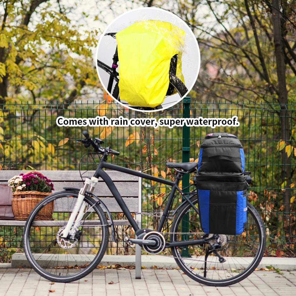 PELLOR 70L Waterproof 3-in-1 MTB Bike Rear Pannier Rack Bag - Blue