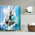Jolof Store Bear & Shark Digital Print Shower Curtain – Waterproof Polyester