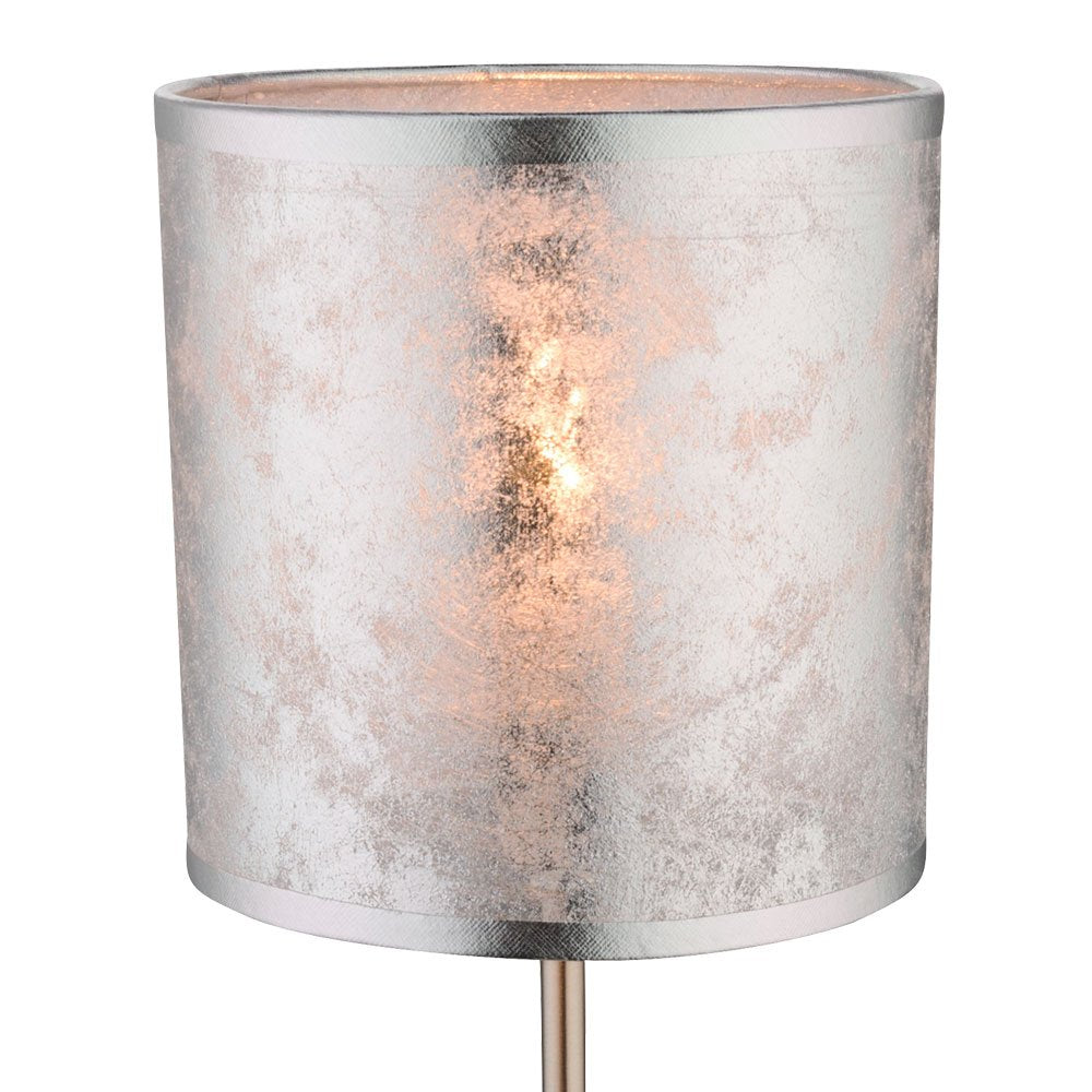 Amy I Table Lamp – Nickel Matt with Silver Textile Shade