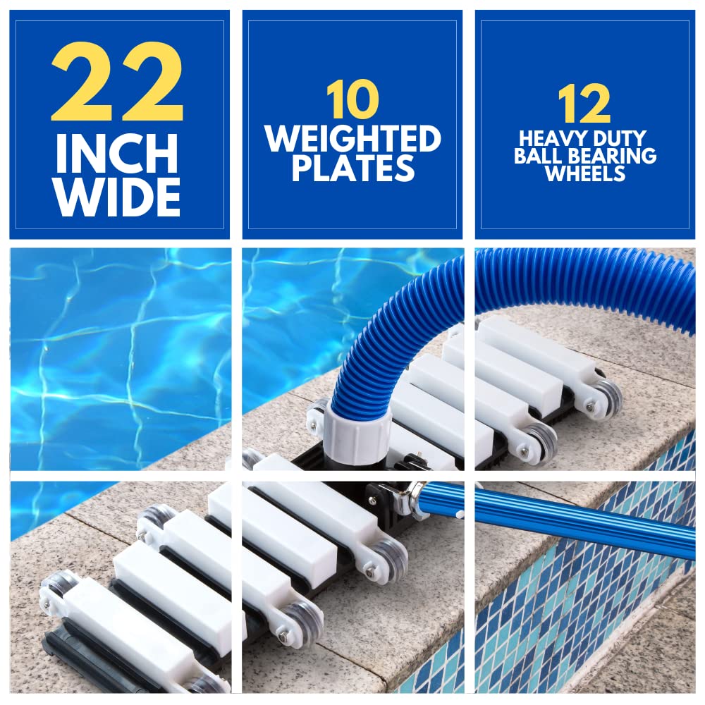 Aquatix Pro 22" Pool Vacuum Head | Weighted Commercial Grade Aluminum