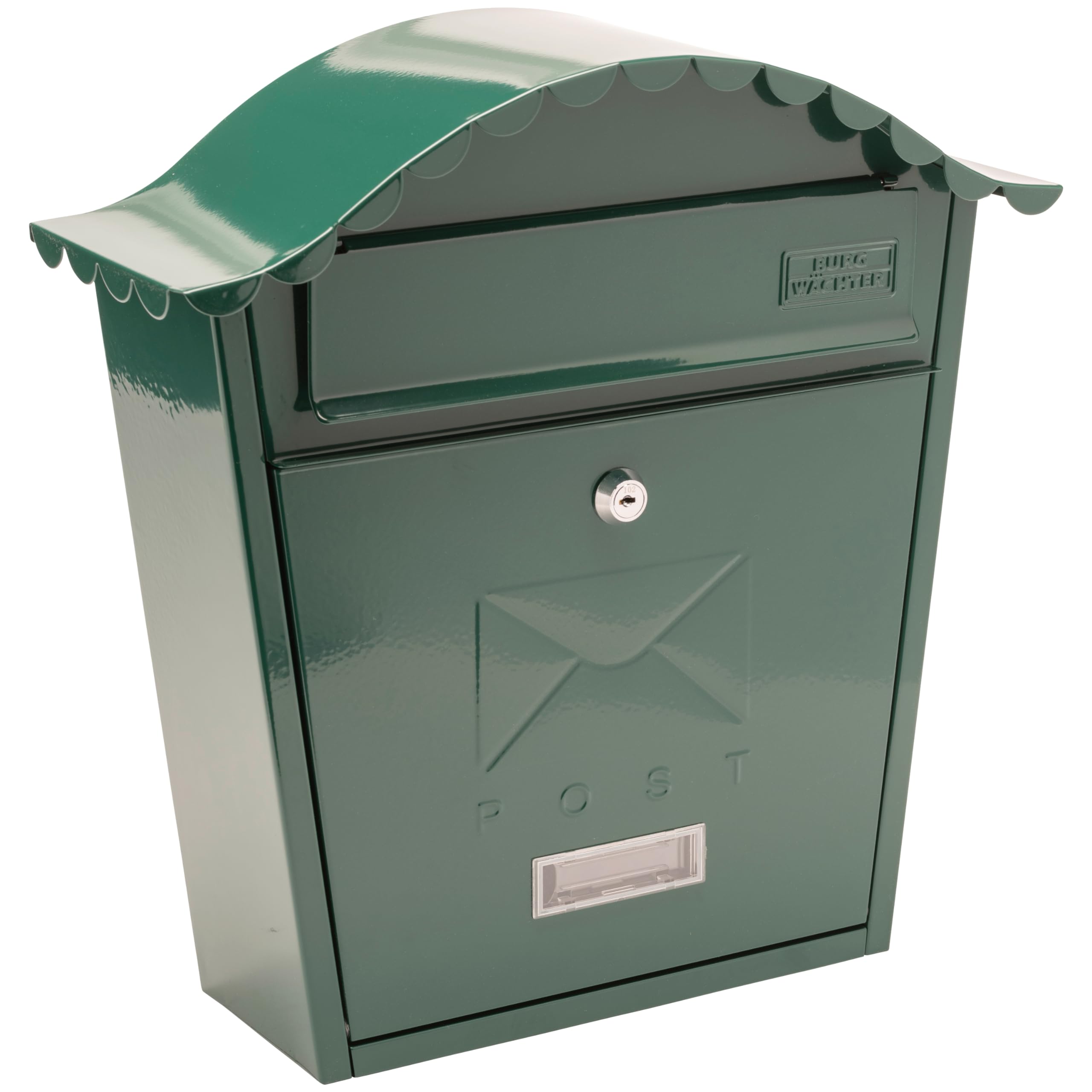 Burg-Wachter MB01G Post Box – Green Galvanised Steel Wall Mailbox