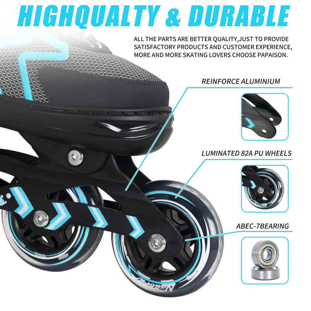 Nattork Adjustable Inline Skates - Teal Beginner Roller Blades