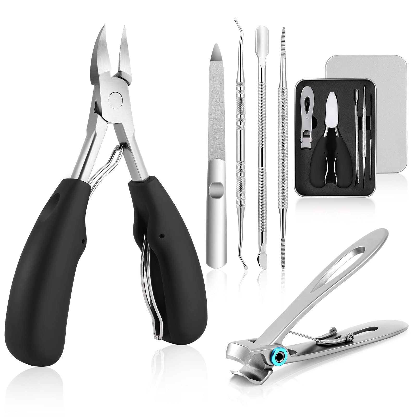 Azymi 6-in-1 Toenail Clippers Set for Thick Nails | Heavy Duty Kit
