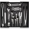 Budu Expandable Bamboo Cutlery Tray - Black Kitchen Drawer Organiser