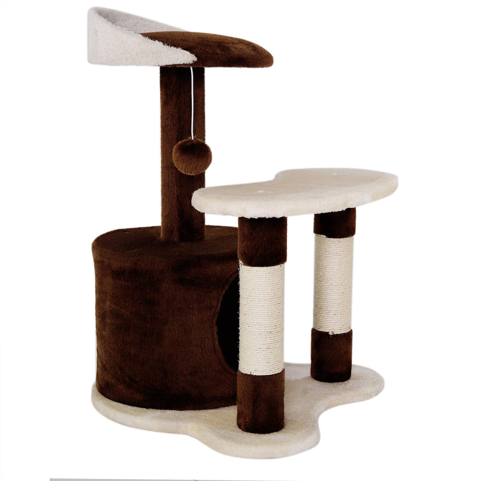 lionto dibea Cat Tree Activity Centre with Sisal Scratching Post, Brown