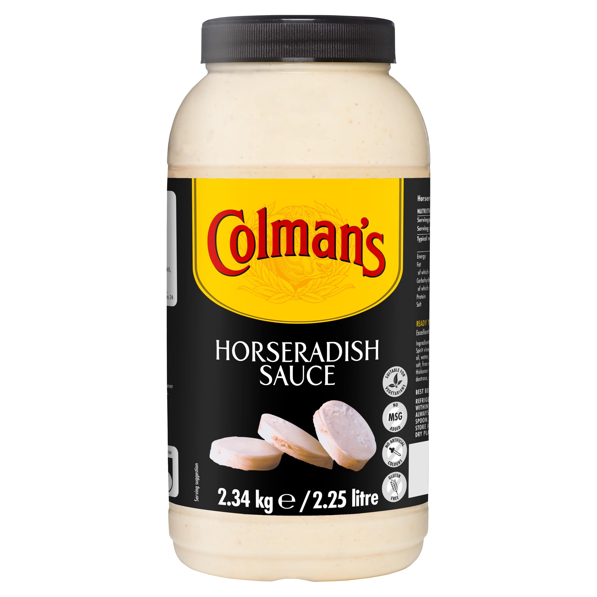 Colman's Horseradish Sauce – Gluten-Free & Vegetarian – 2.25 Litre