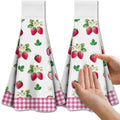 CUTHOLLOW Strawberry Kitchen Tea Towels - Set of 2 Microfiber Hanging Towels
