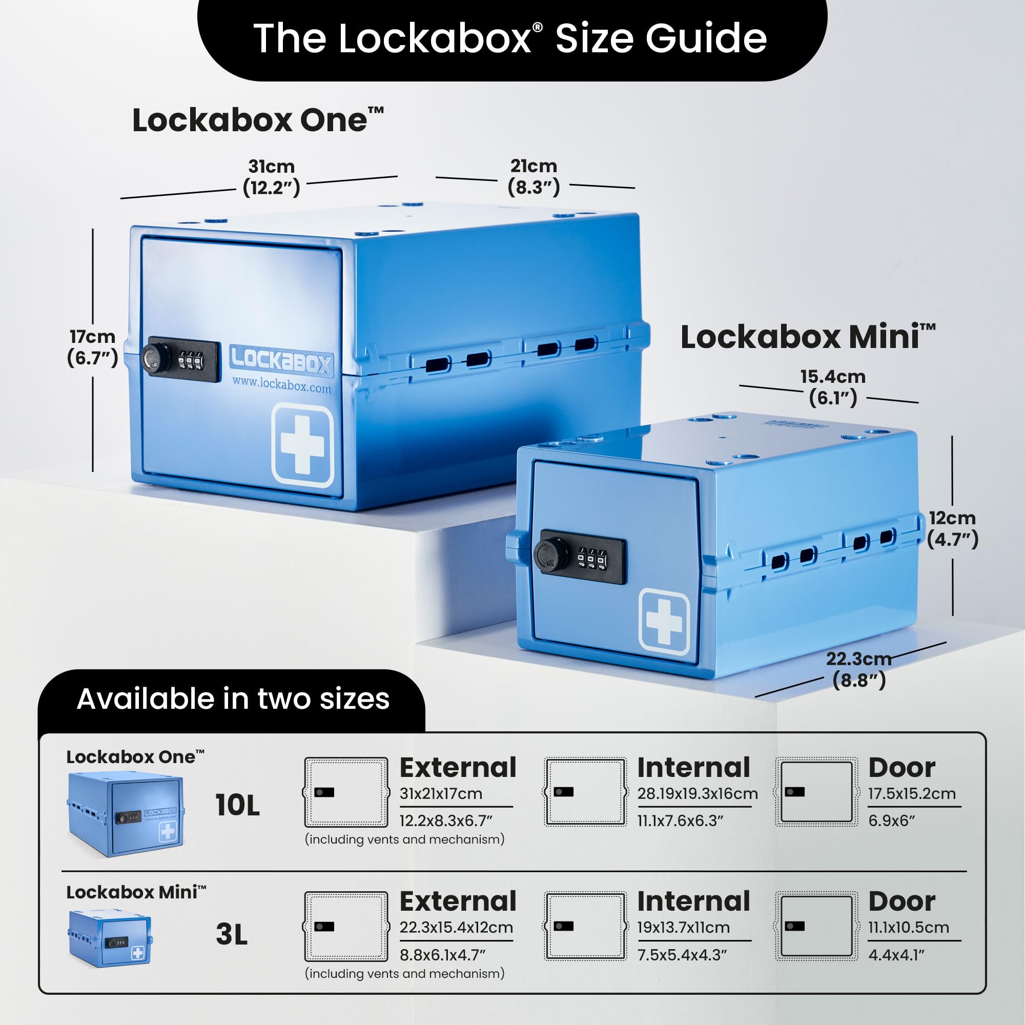Lockabox One Medi Blue | 10L Lockable Medicine Box with Combination Lock