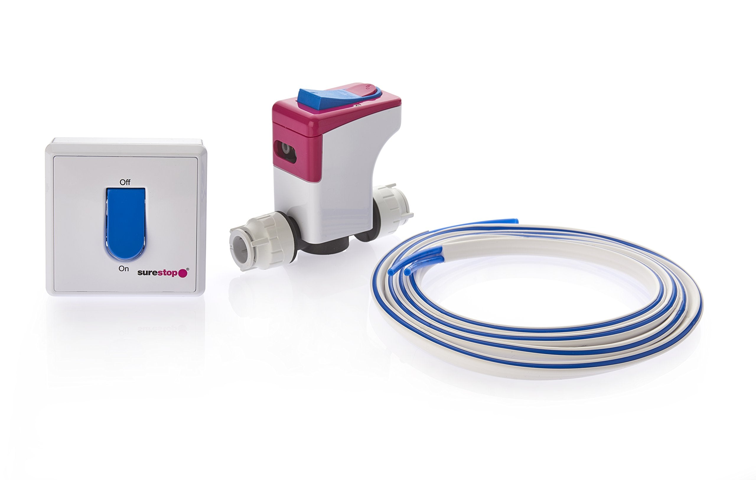 Surestop 15mm Stopcock with Remote Switch and 2m Tubing - White