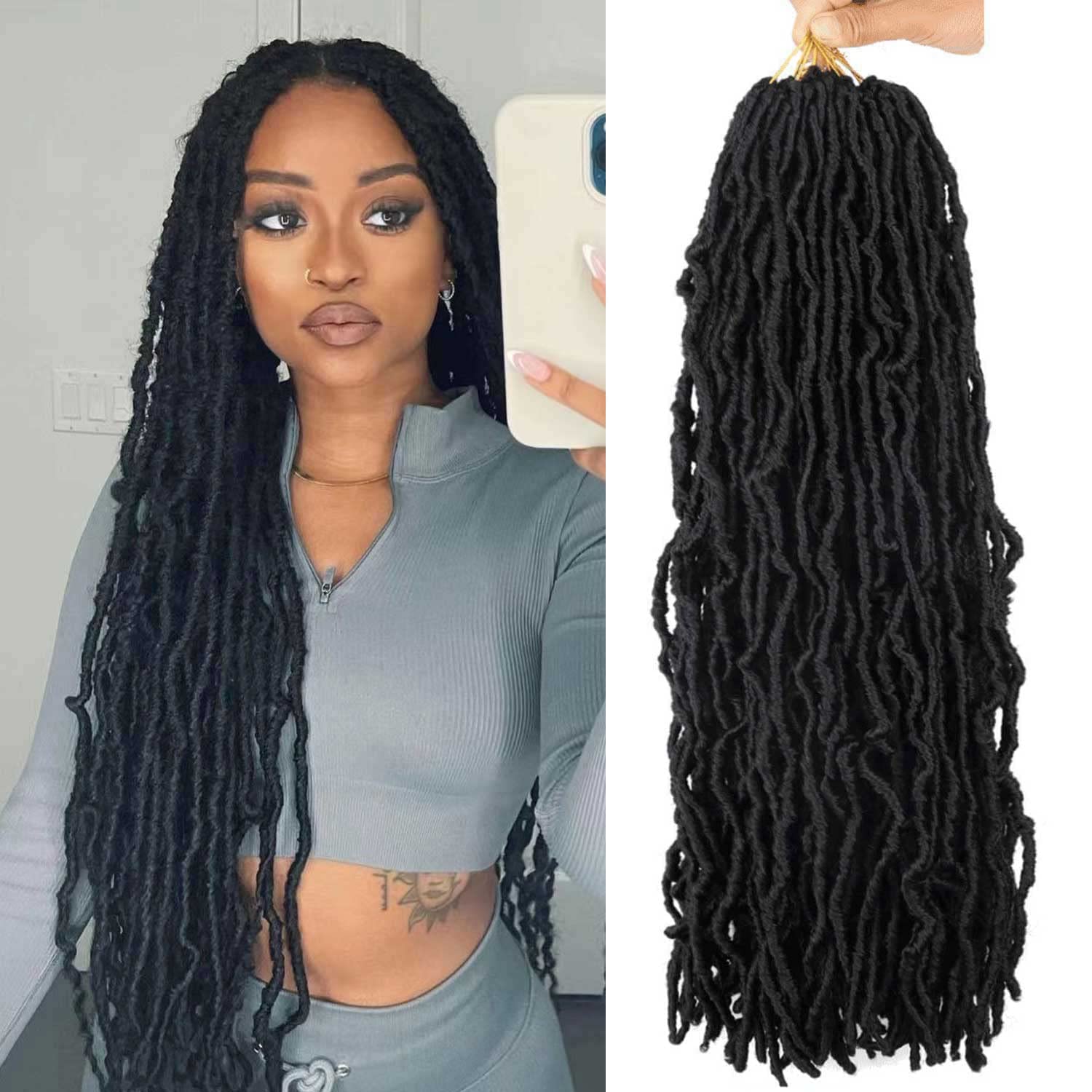 Alaleibaby 24 Inch Faux Locs Crochet Hair | 6 Packs Pre-Looped Soft Locs