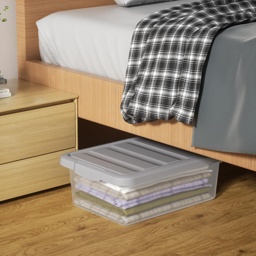 Afromy 14 L Plastic Latching Storage Box with Grey Lid, Set of 2 - image 5