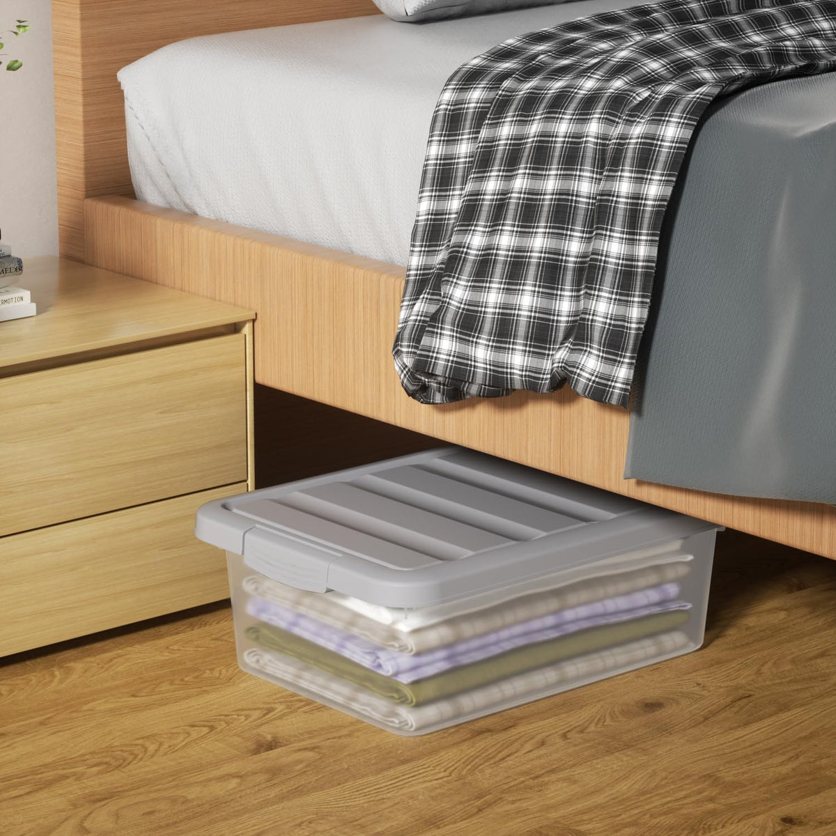 Afromy 14 L Plastic Latching Storage Box with Grey Lid, Set of 2 - image 5