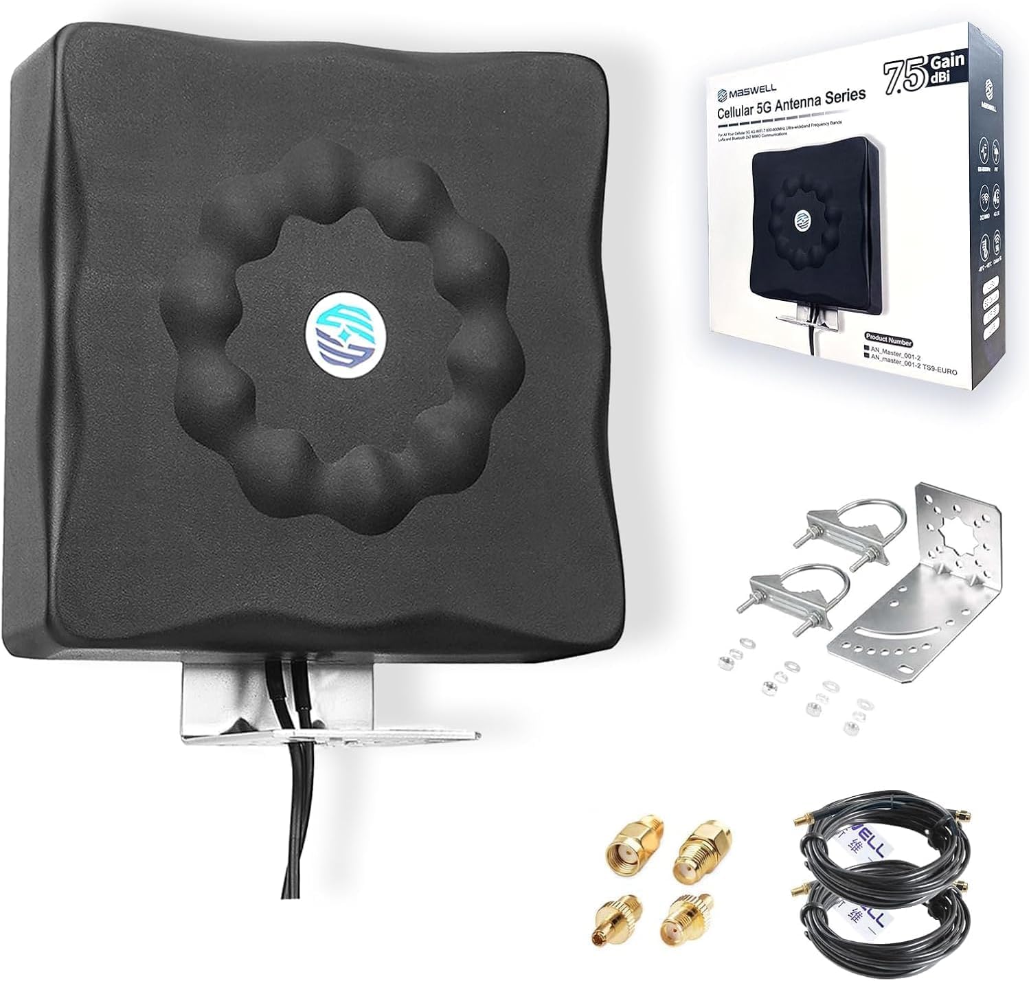 Maswell 4G/5G 2X2 MIMO Outdoor Antenna | 7.5 dBi WiFi 6E/7 Ready