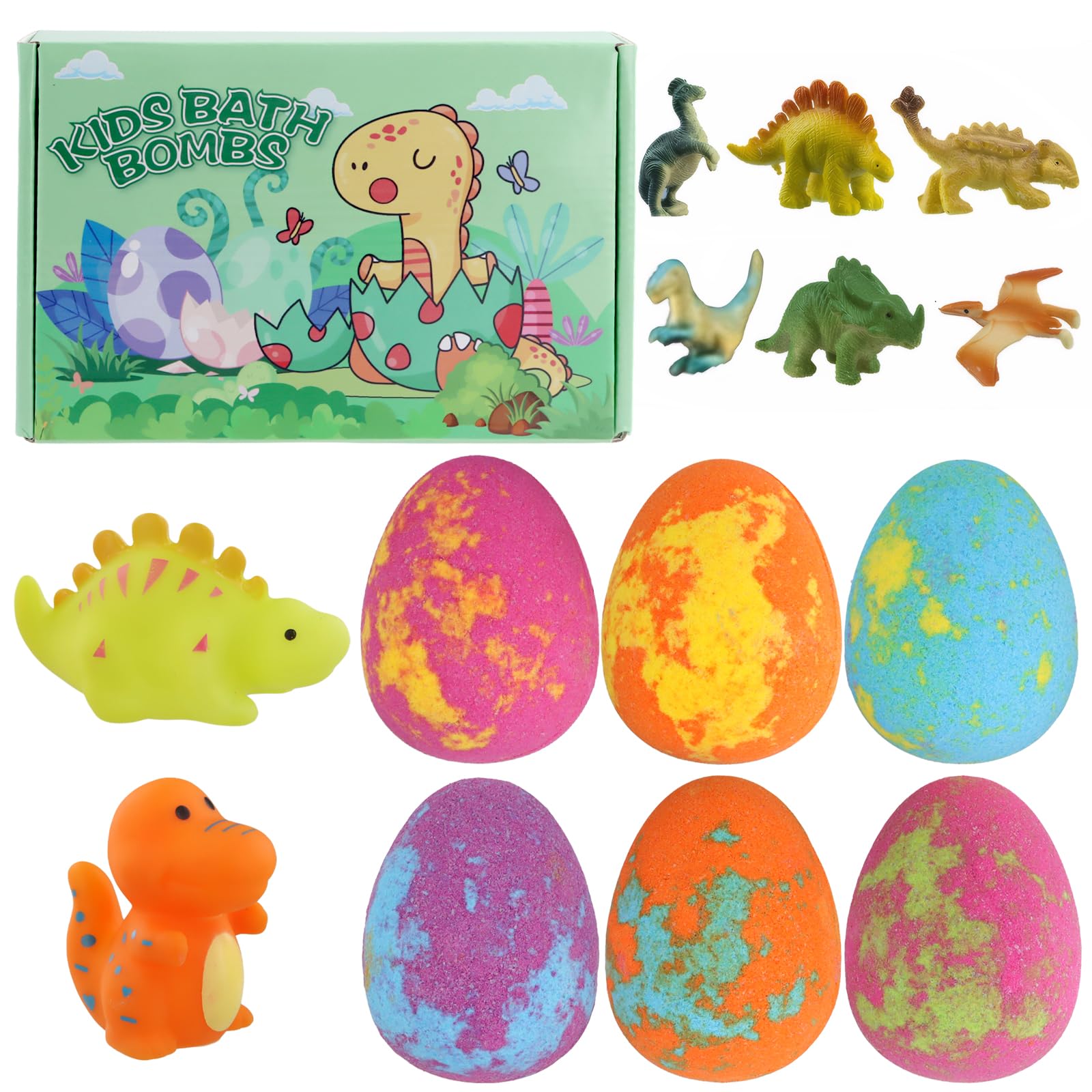 Dewocke 8-Piece Dinosaur Egg Bath Bombs for Kids with Surprise Toys