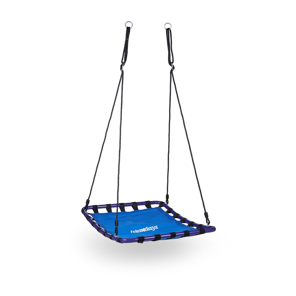 Relaxdays Square Nest Swing – Outdoor Garden Swing, 100kg, Blue-Black