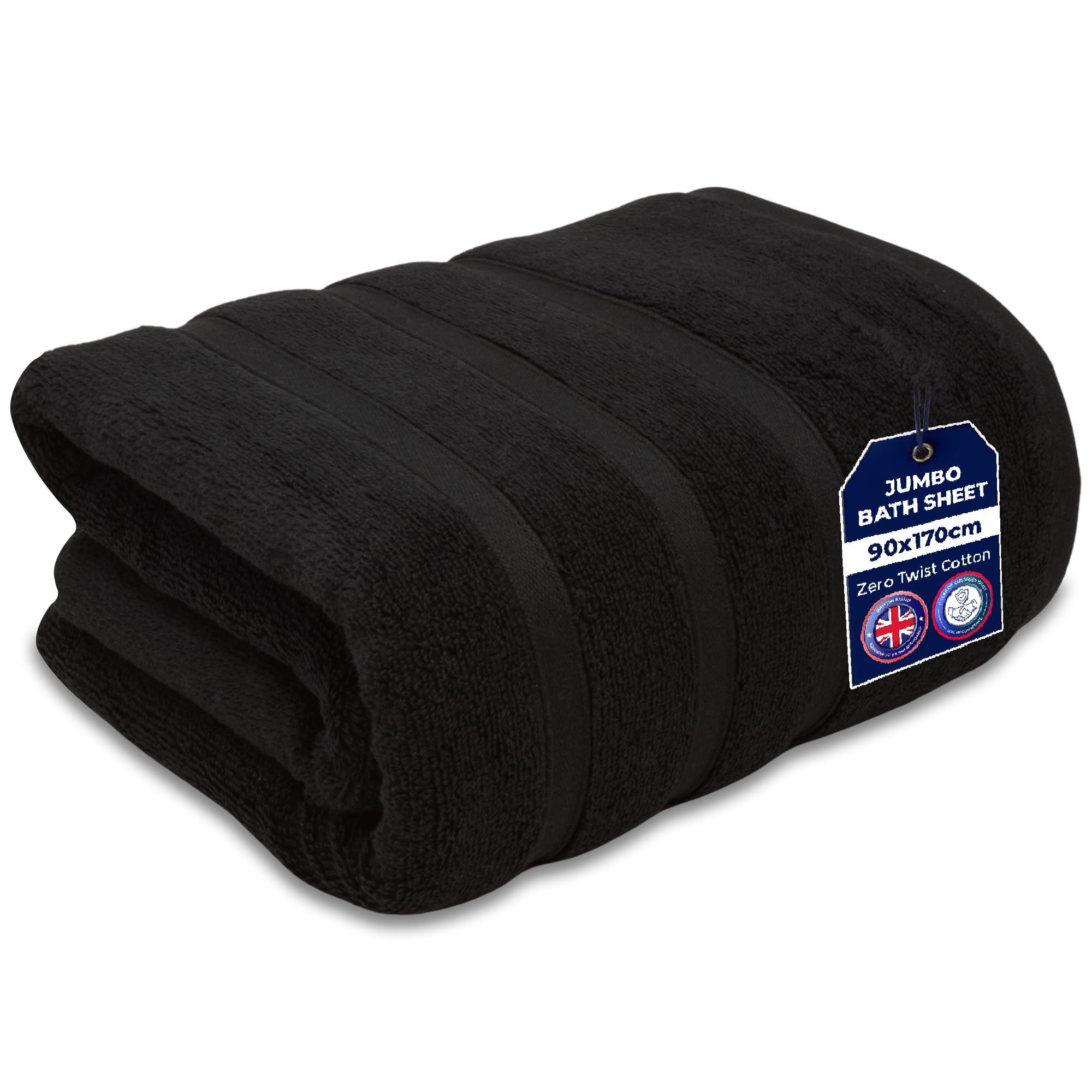 Towelogy Jumbo Bath Sheet – 100% Egyptian Cotton XL Towel, Noir Black