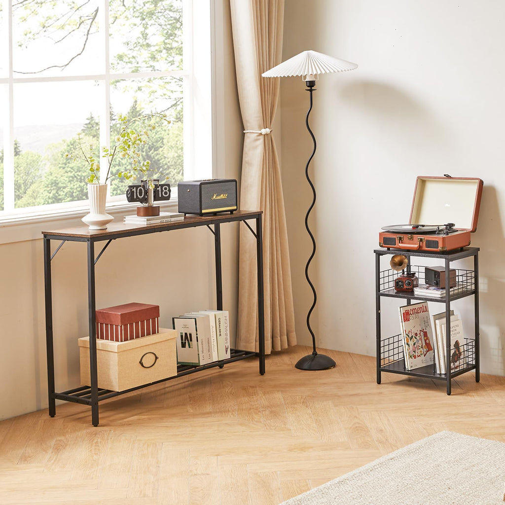 YMYNY Slim Console Table – Industrial Metal Frame Sofa Table for Entryway