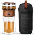 ZENS One-Touch Glass Tea Infuser Teapot – Portable Gongfu Set with Mug