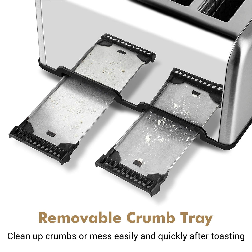 Cusimax 4-Slice Stainless Steel Toaster with Extra-Wide Bread Slots
