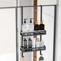 LUCUHM 2-Tier Hanging Shower Caddy – Black Rust-Resistant Over Door Rack