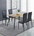Hallowood Cullompton 4 Seater Dining Set – Brown Oak & Black Faux Leather