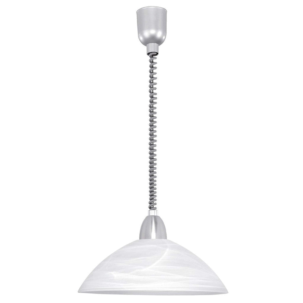 Eglo Lord 2 Pendant Light | Matt Nickel & Alabaster Glass Hanging Lamp