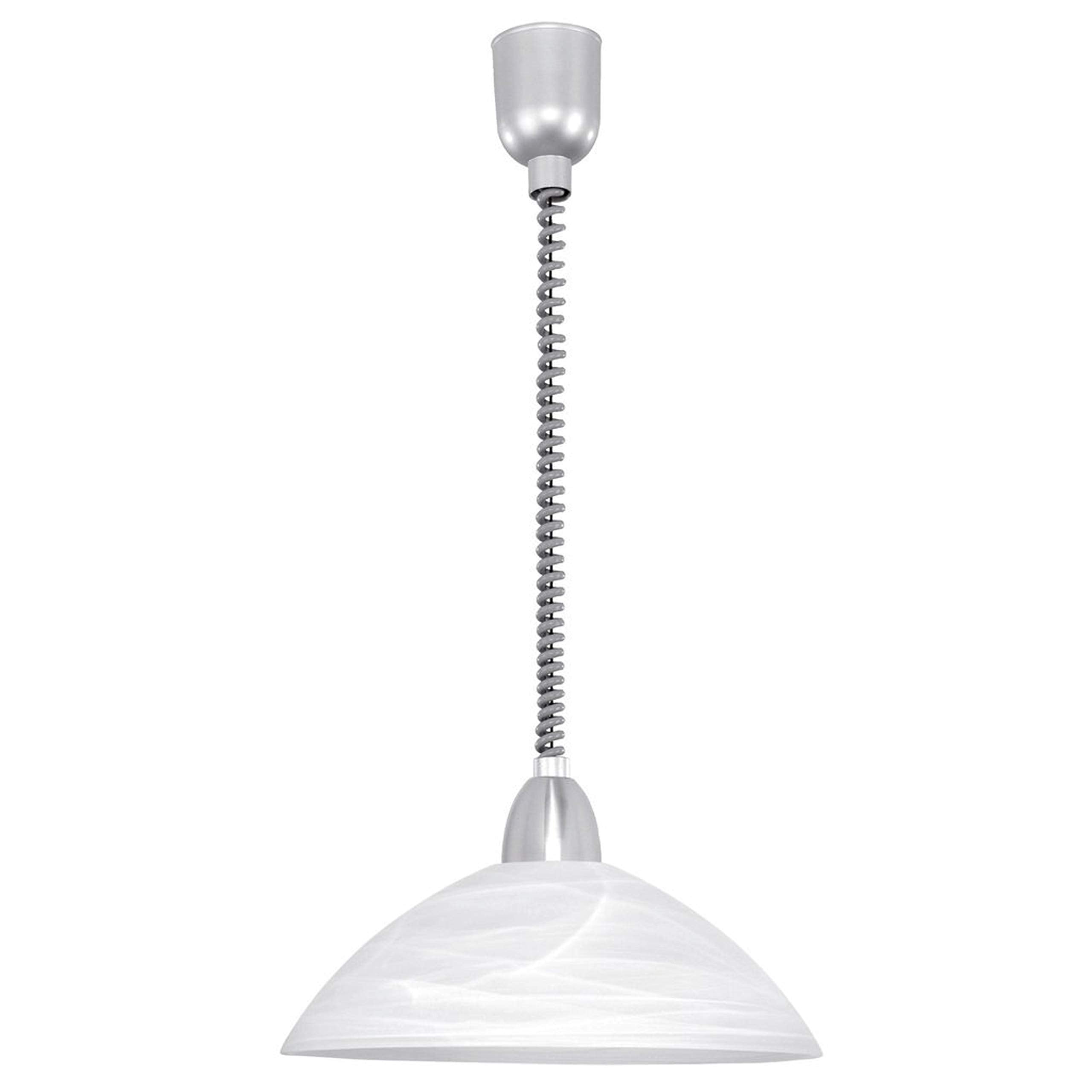 Eglo Lord 2 Pendant Light | Matt Nickel & Alabaster Glass Hanging Lamp