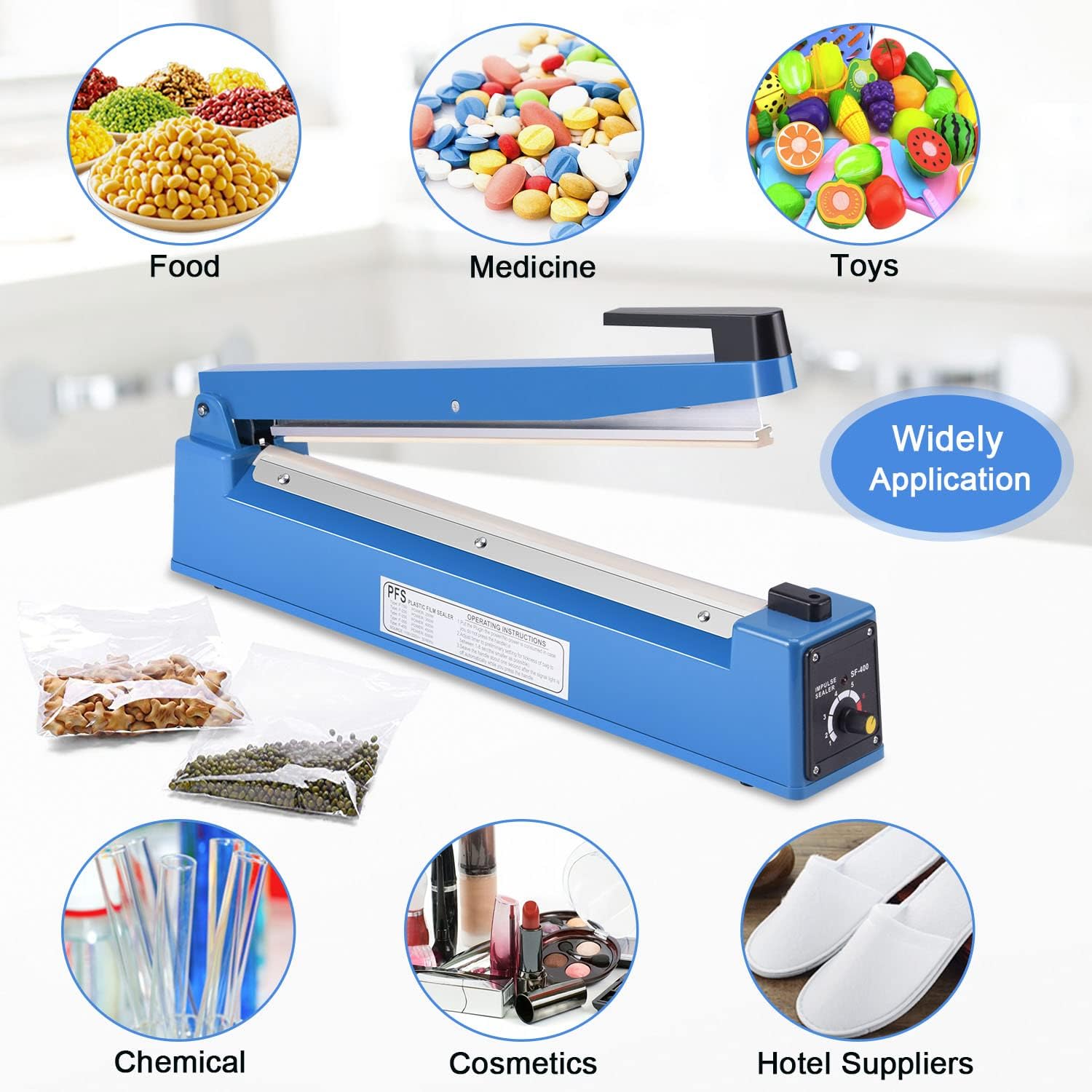 400mm Impulse Heat Sealer | Manual Tabletop Plastic Bag Sealer