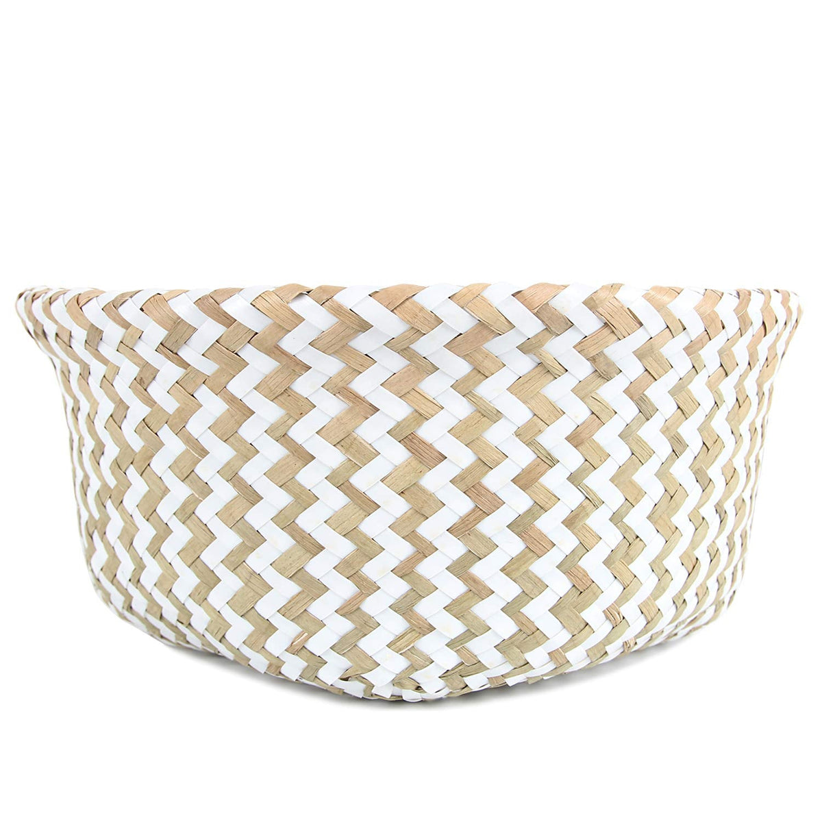 FEILANDUO Laundry Basket Wicker Woven Belly Baskets Decor Home Storage for Fruit Hand-woven Seaweed Collapsible with Handle for Organizer Plant Pot - image 3