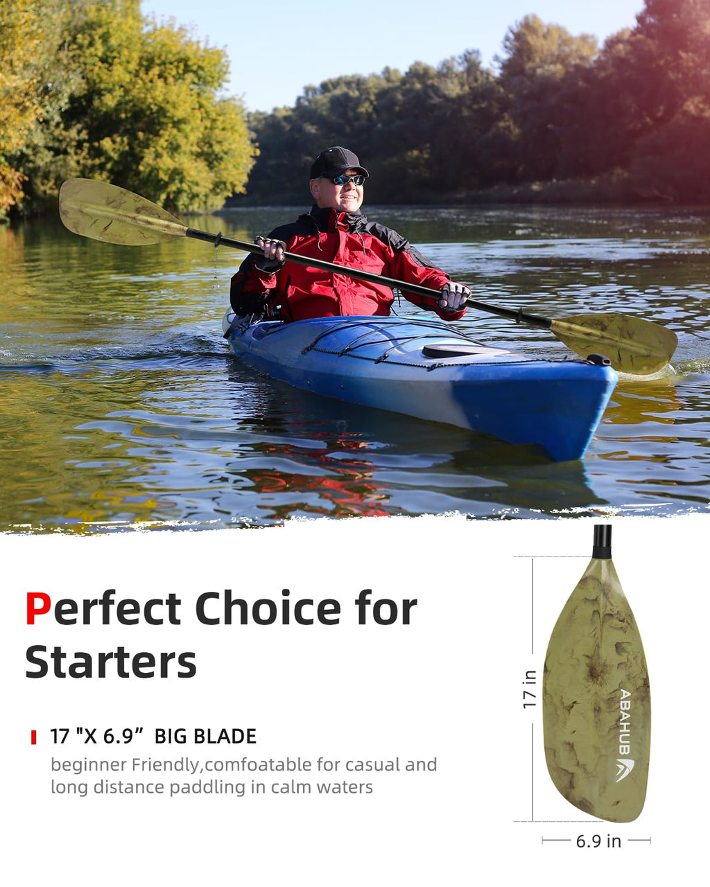 Abahub Adjustable Kayak Paddle | 210-230cm Aluminum Floating Oar – Camo