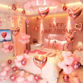 Jolof Store Pink Anniversary Decorations - Heart Balloons & Rose Petals