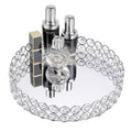 Sumtree Crystal Mirror Vanity Tray – Silver Metal Jewelry & Makeup Organizer